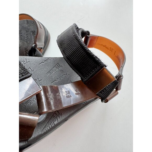 MELISSA x RIDER Papete Black Brown Rubber Webbed Dad Sandals, Size 9/38 - Picture 6 of 15